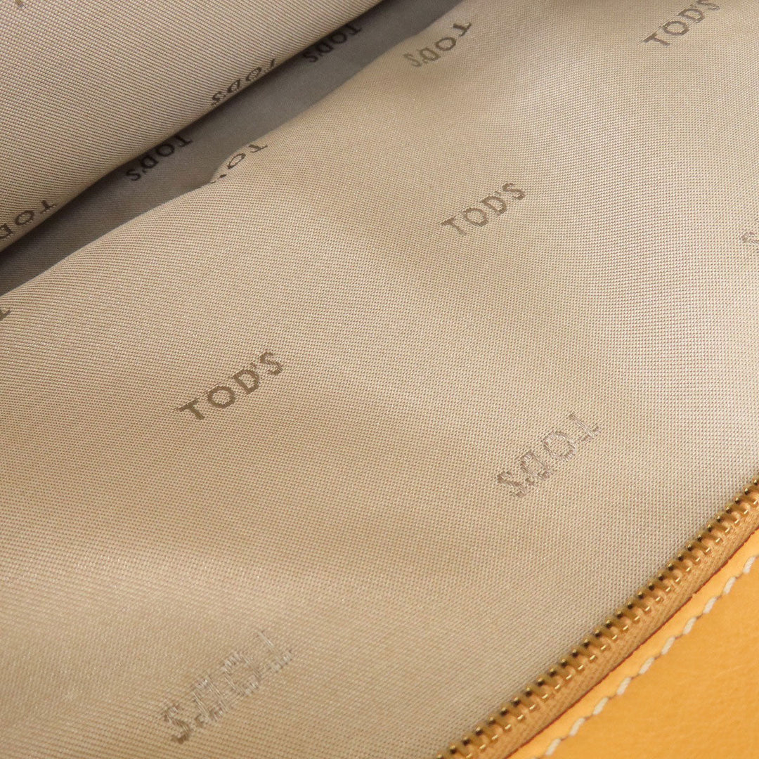 TOD�fS Tote Bag leather beige 2WAY Women Used Authentic