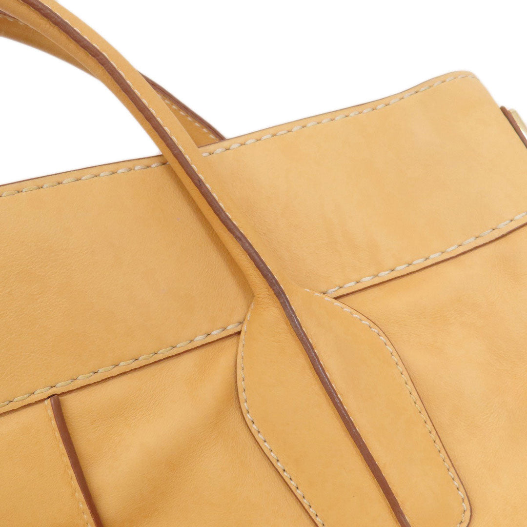TOD�fS Tote Bag leather beige 2WAY Women Used Authentic