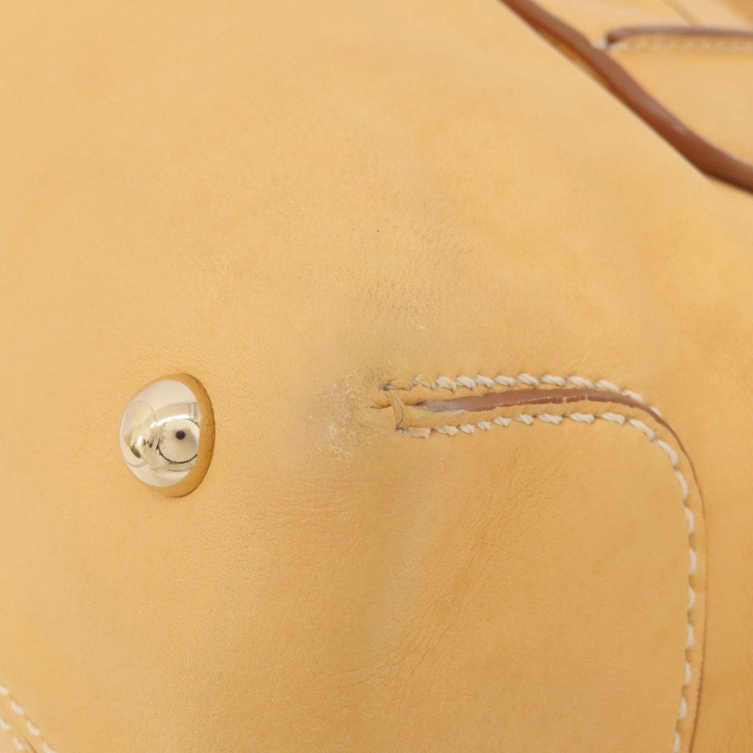 TOD�fS Tote Bag leather beige 2WAY Women Used Authentic