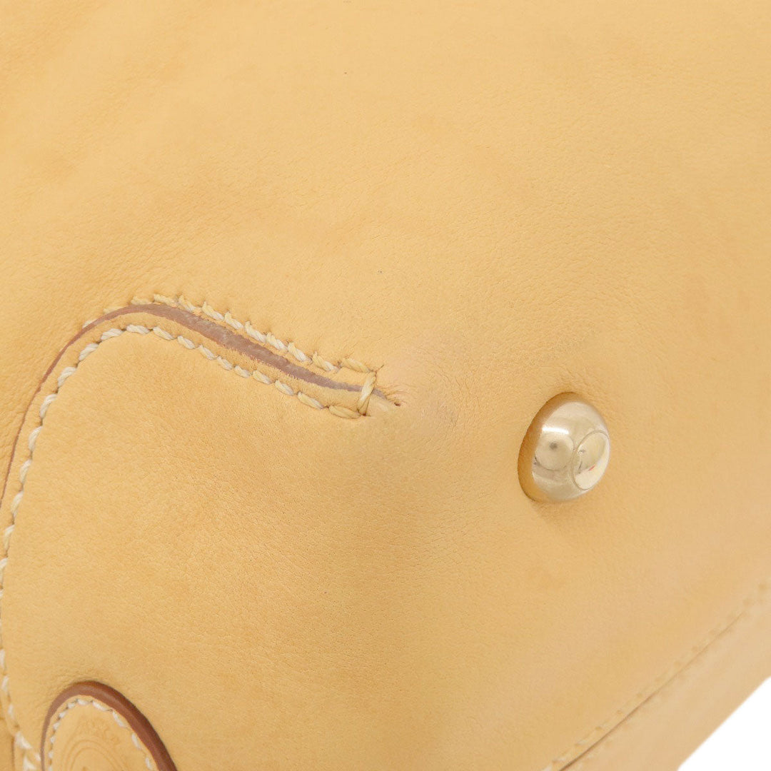 TOD�fS Tote Bag leather beige 2WAY Women Used Authentic