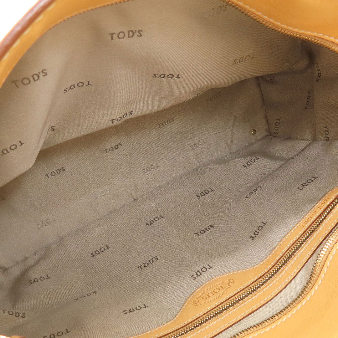 TOD�fS Tote Bag leather beige 2WAY Women Used Authentic
