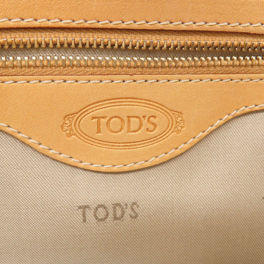 TOD�fS Tote Bag leather beige 2WAY Women Used Authentic