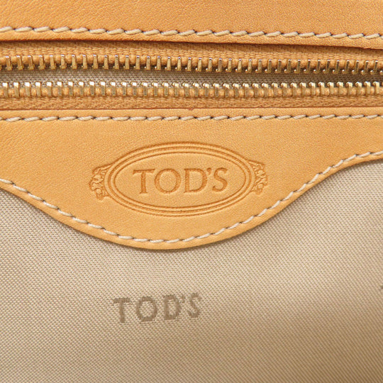 TOD�fS Tote Bag leather beige 2WAY Women Used Authentic