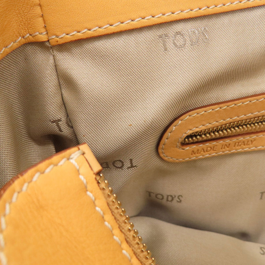 TOD�fS Tote Bag leather beige 2WAY Women Used Authentic
