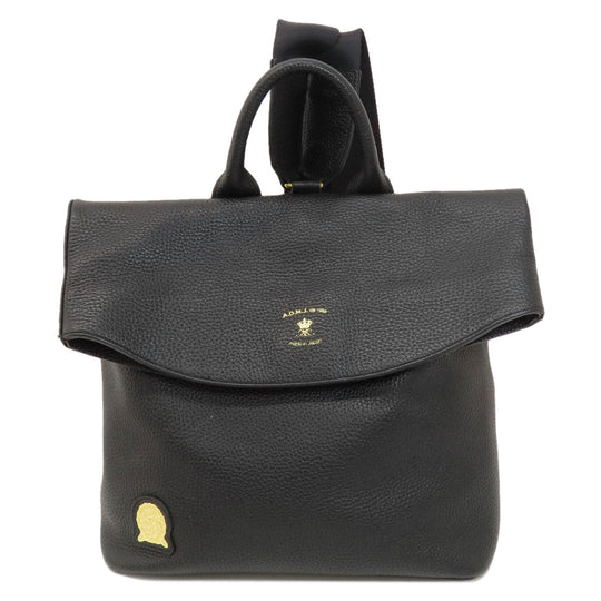 ADMJ Backpack leather black logo Women Used Authentic