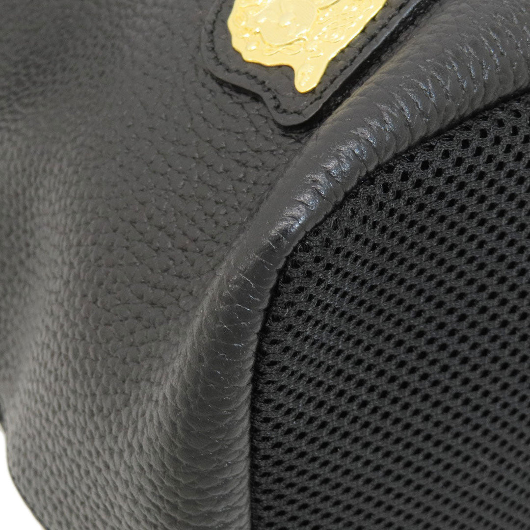 ADMJ Backpack leather black logo Women Used Authentic