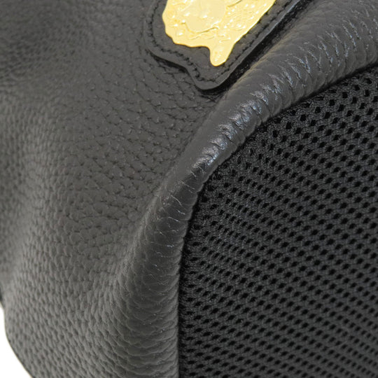 ADMJ Backpack leather black logo Women Used Authentic