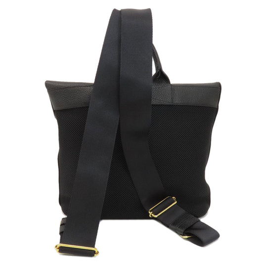 ADMJ Backpack leather black logo Women Used Authentic
