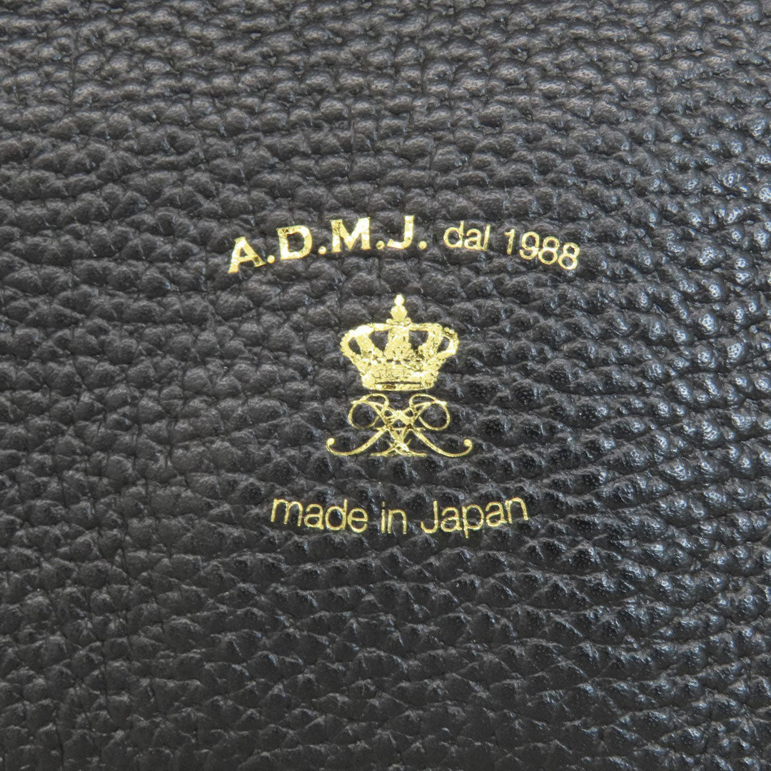 ADMJ Backpack leather black logo Women Used Authentic