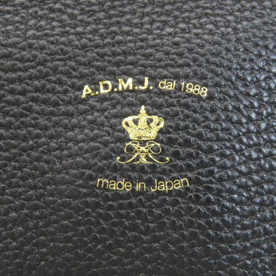 ADMJ Backpack leather black logo Women Used Authentic