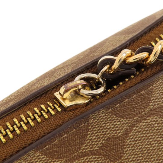 COACH Shoulder Bag F73177 PVC Brown one belt signature Women Used Authentic