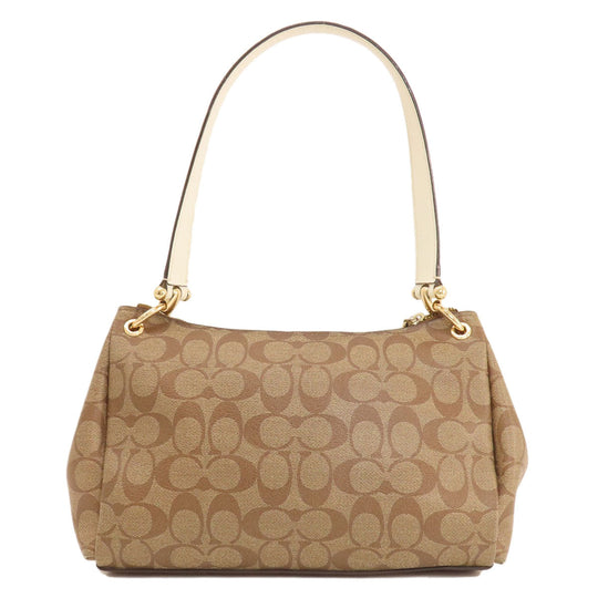 COACH Shoulder Bag F73177 PVC Brown one belt signature Women Used Authentic