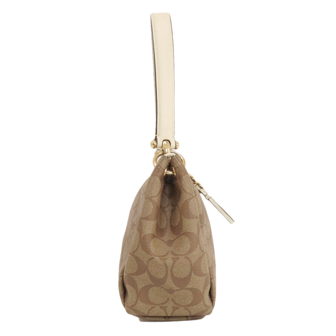 COACH Shoulder Bag F73177 PVC Brown one belt signature Women Used Authentic