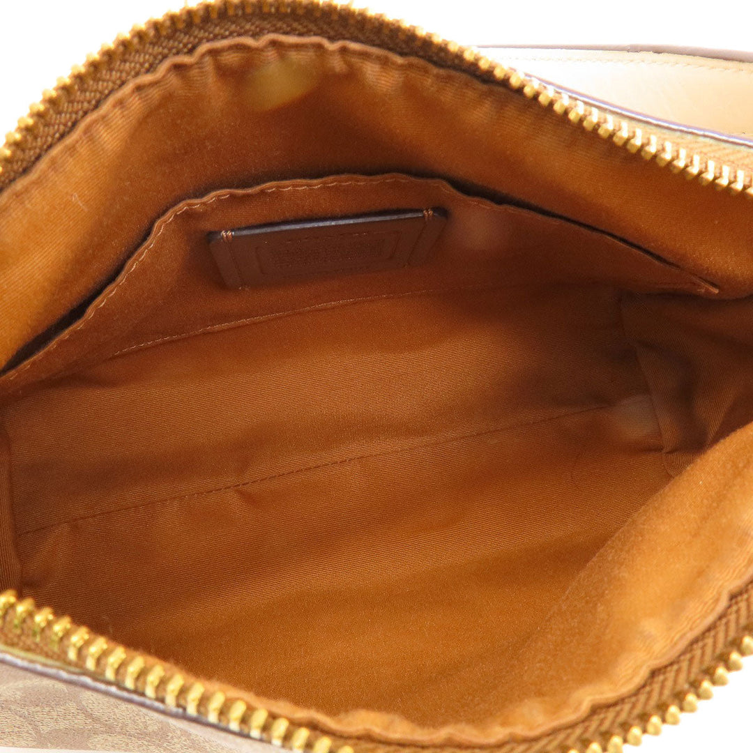 COACH Shoulder Bag F73177 PVC Brown one belt signature Women Used Authentic