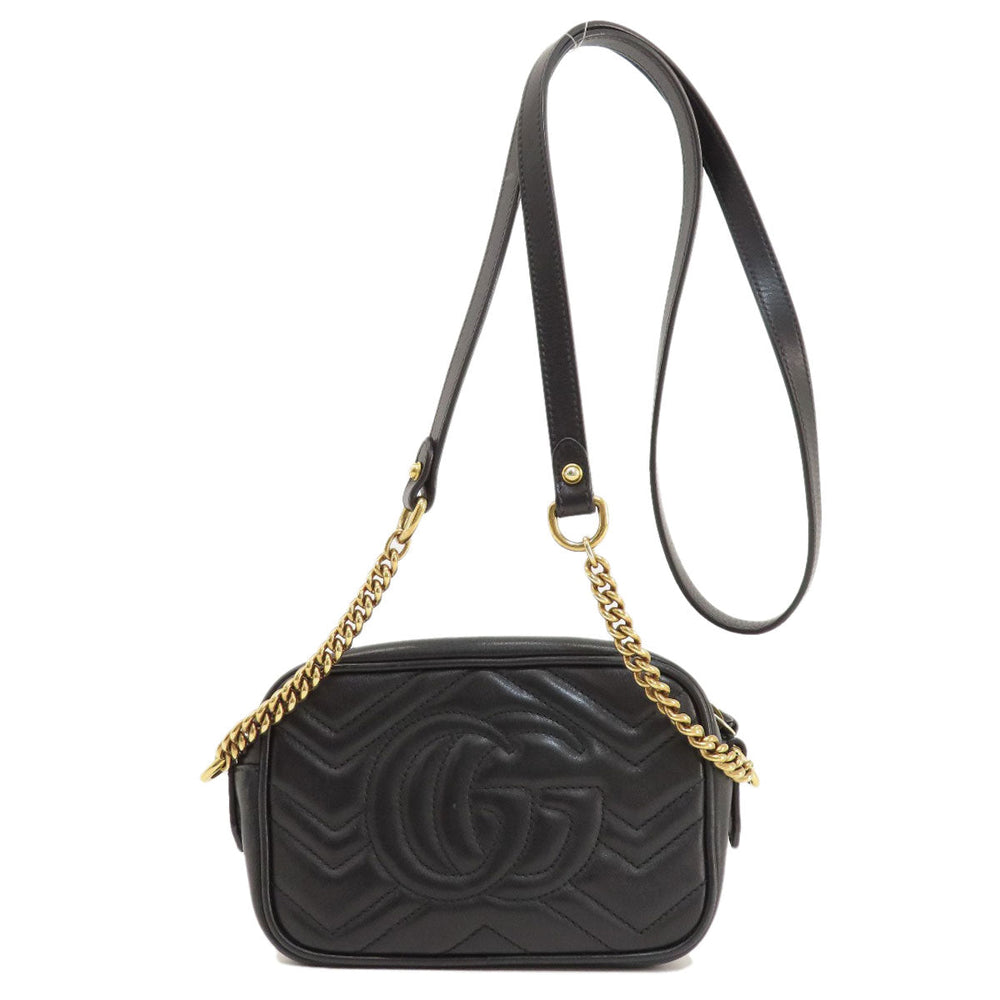 GUCCI Shoulder Bag 448065 Calfskin black GG Marmont mini bag