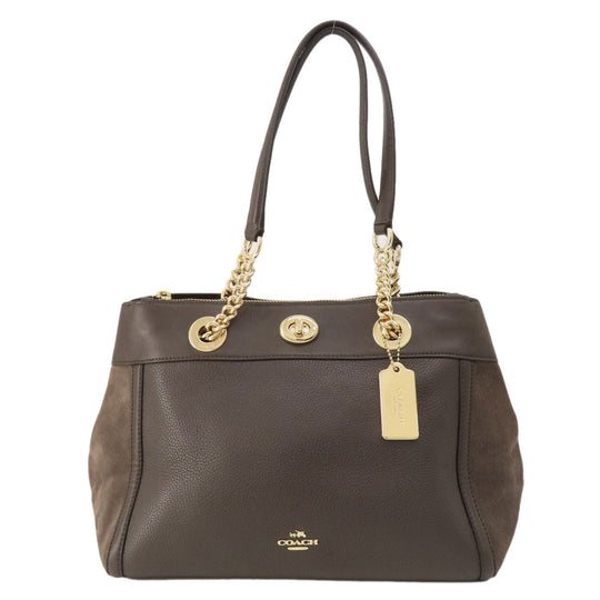 COACH Tote Bag 20165 leather Brown logo