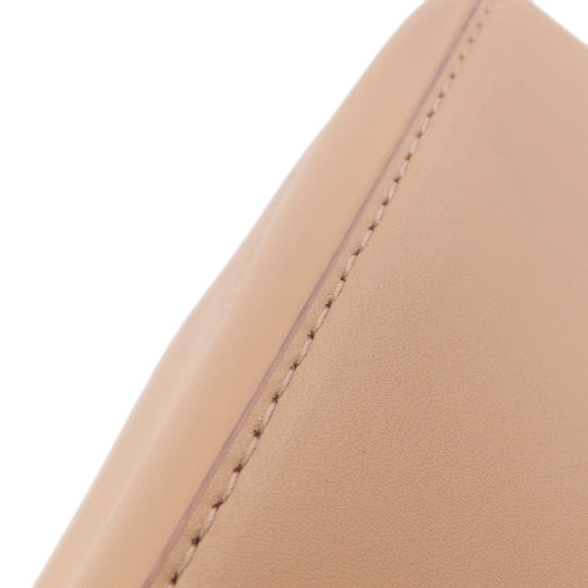 Emporio Armani Shoulder Bag leather beige logo Women Used Authentic