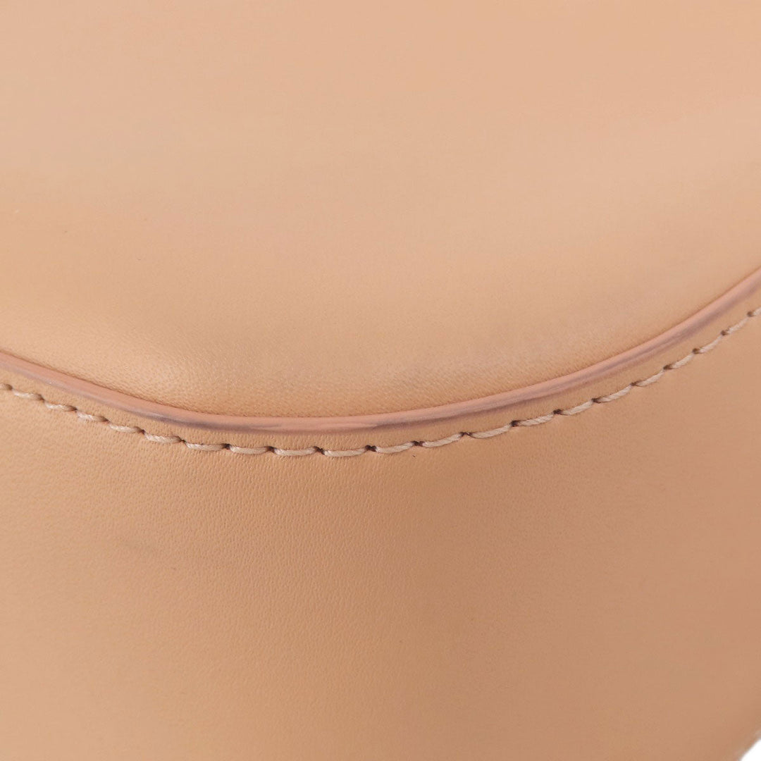 Emporio Armani Shoulder Bag leather beige logo Women Used Authentic