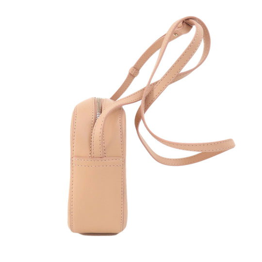 Emporio Armani Shoulder Bag leather beige logo Women Used Authentic
