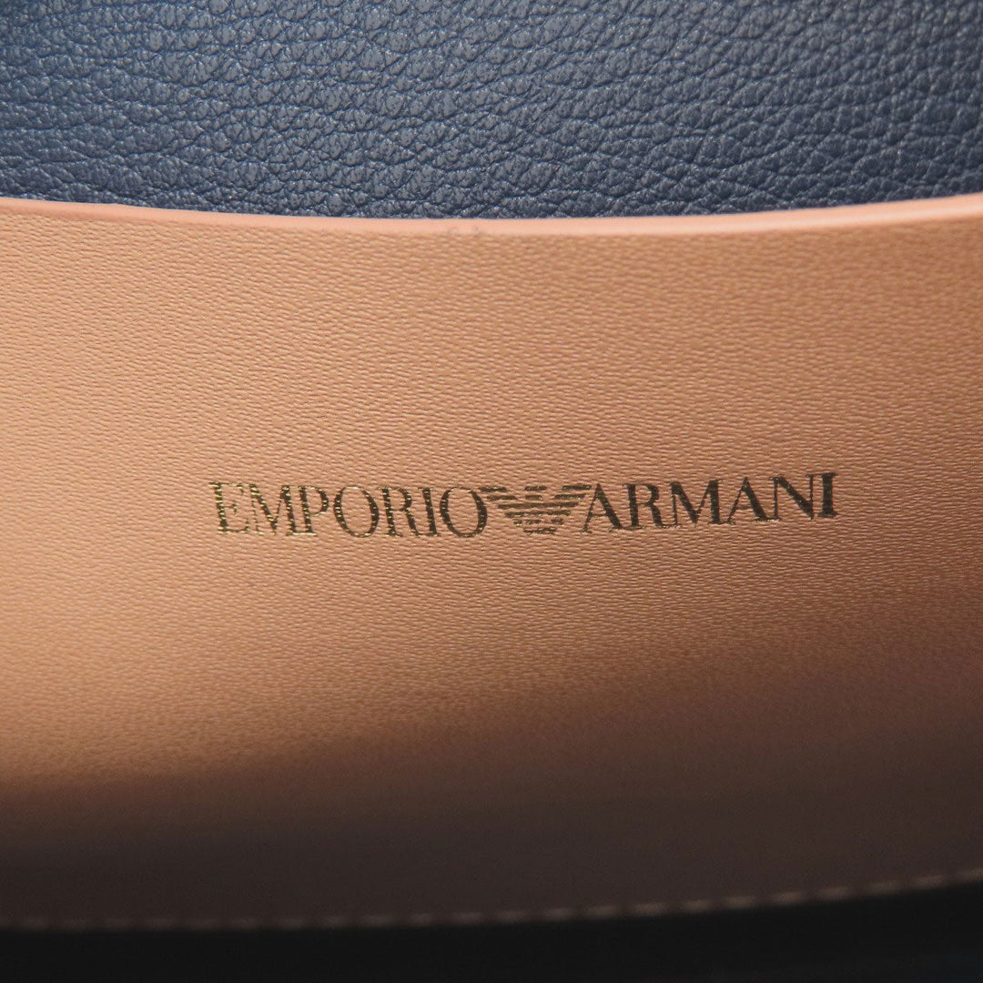 Emporio Armani Shoulder Bag leather beige logo Women Used Authentic