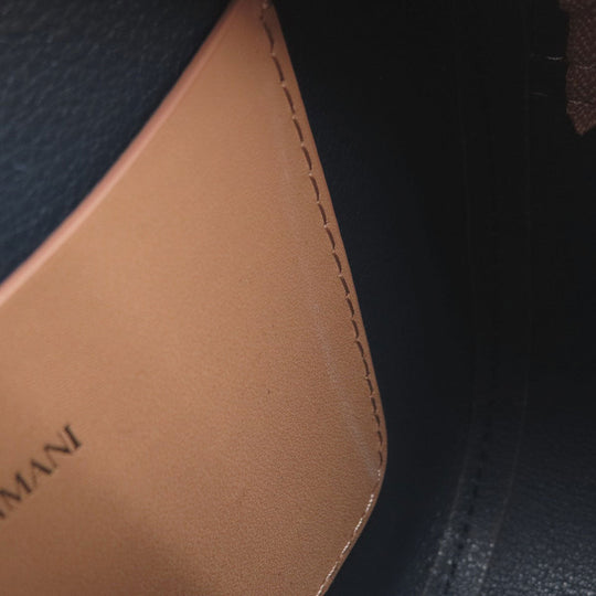 Emporio Armani Shoulder Bag leather beige logo Women Used Authentic