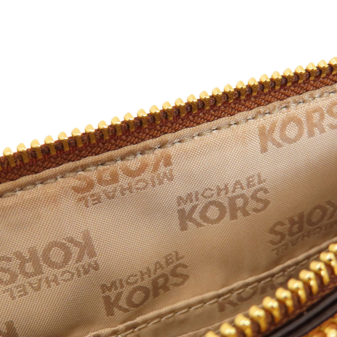 MICHAEL KORS Shoulder Bag Leather, PVC Brown logoMetal MK Signature Women Used Authentic