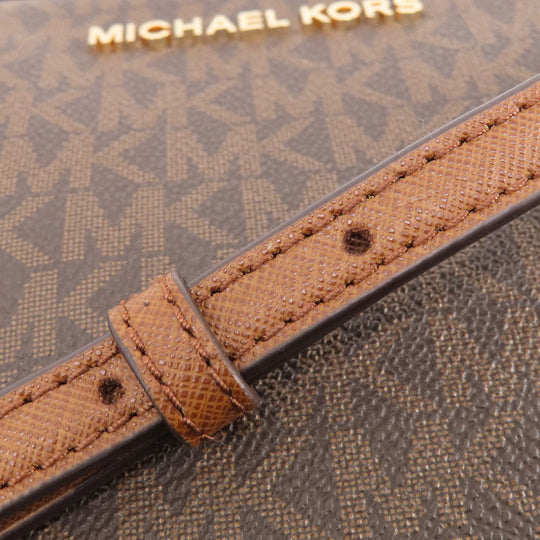 MICHAEL KORS Shoulder Bag PVC Brown MK Signature Long Shoulder Women Used Authentic