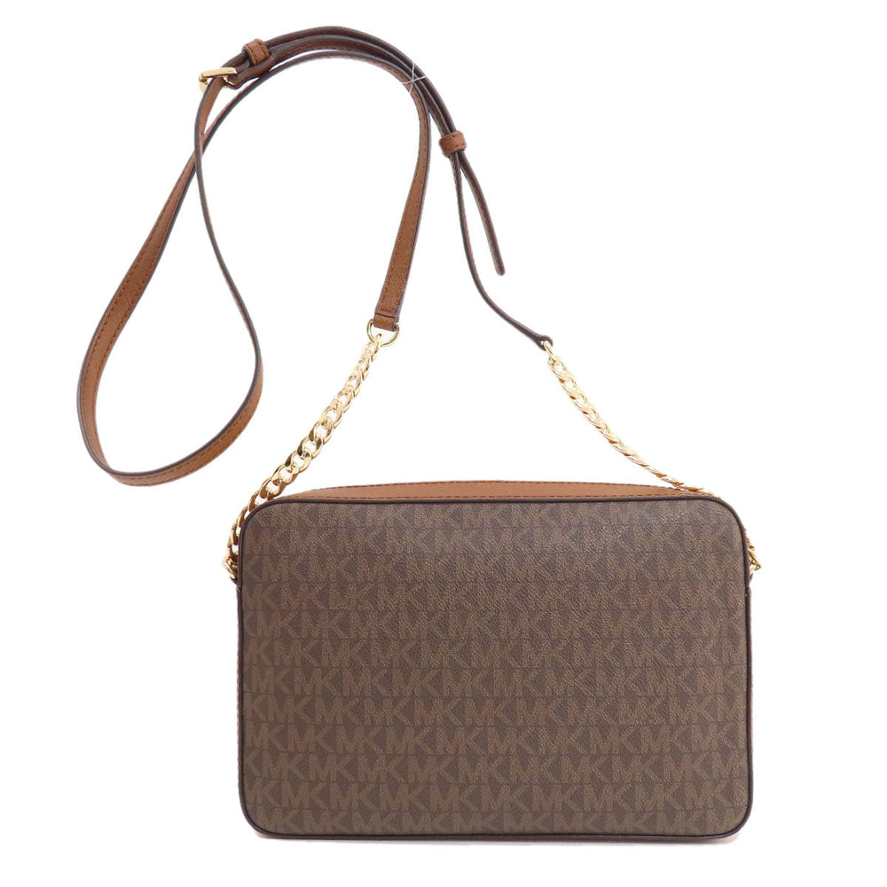 MICHAEL KORS Shoulder Bag PVC Brown MK Signature Long Shoulder Women Used Authentic