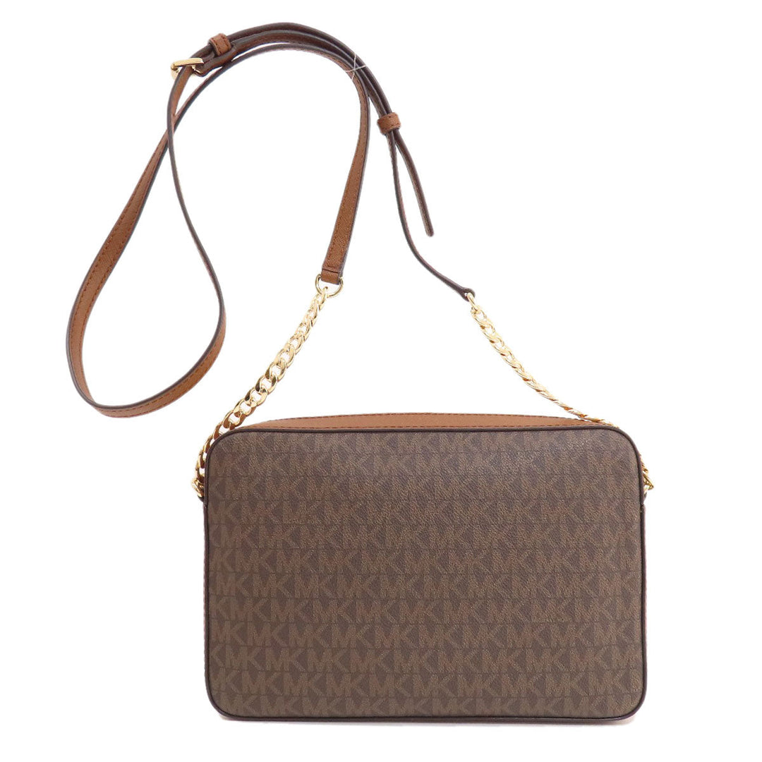 MICHAEL KORS Shoulder Bag PVC Brown MK Signature Long Shoulder Women Used Authentic