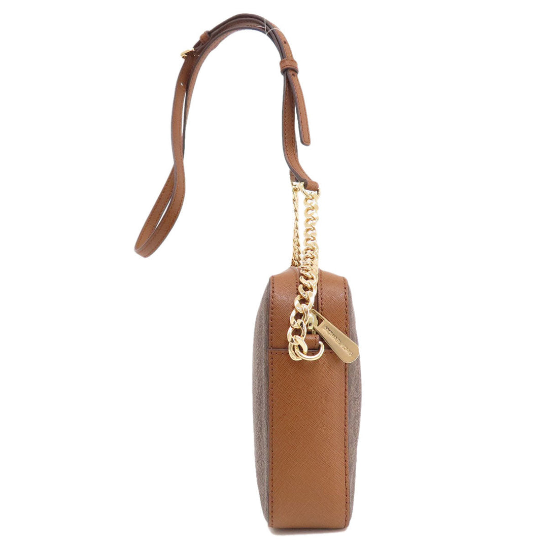 MICHAEL KORS Shoulder Bag PVC Brown MK Signature Long Shoulder Women Used Authentic