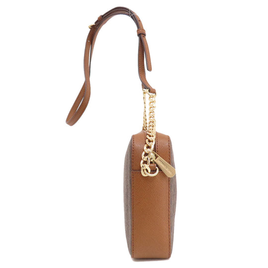 MICHAEL KORS Shoulder Bag PVC Brown MK Signature Long Shoulder Women Used Authentic