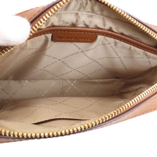 MICHAEL KORS Shoulder Bag PVC Brown MK Signature Long Shoulder Women Used Authentic