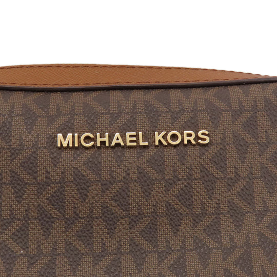 MICHAEL KORS Shoulder Bag PVC Brown MK Signature Long Shoulder Women Used Authentic