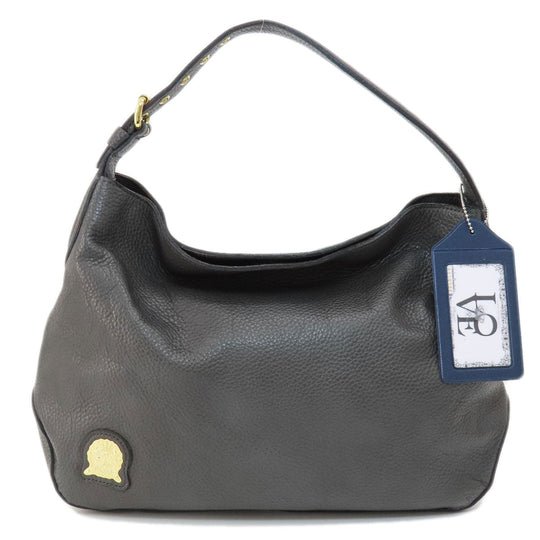 ADMJ Shoulder Bag leather gray logo one belt Women Used Authentic