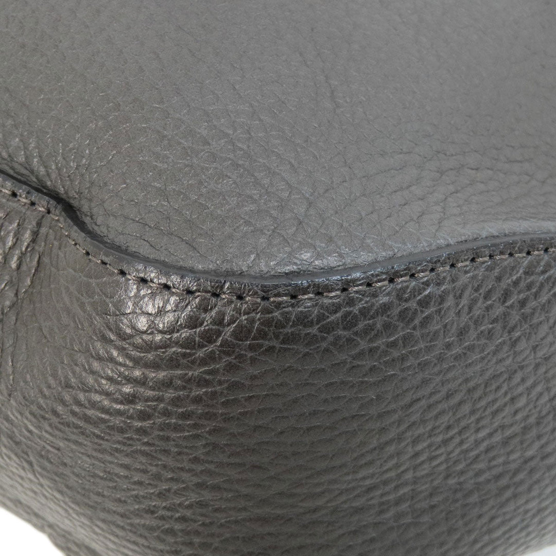 ADMJ Shoulder Bag leather gray logo one belt Women Used Authentic