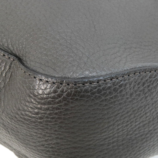 ADMJ Shoulder Bag leather gray logo one belt Women Used Authentic