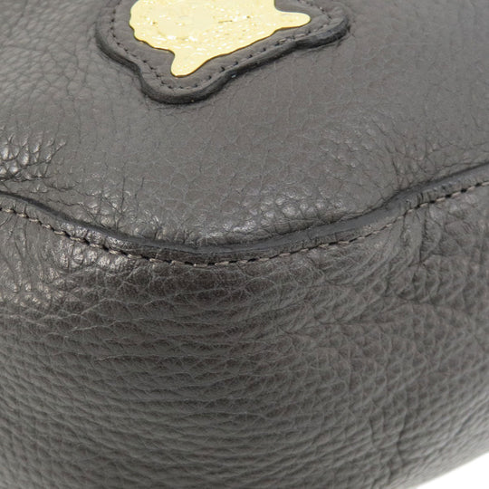 ADMJ Shoulder Bag leather gray logo one belt Women Used Authentic