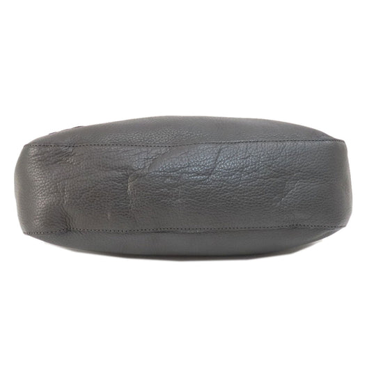 ADMJ Shoulder Bag leather gray logo one belt Women Used Authentic