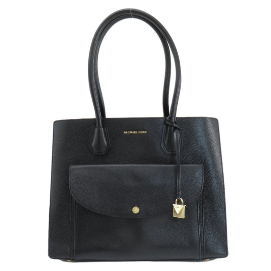 MICHAEL KORS Tote Bag leather black logo Women Used Authentic