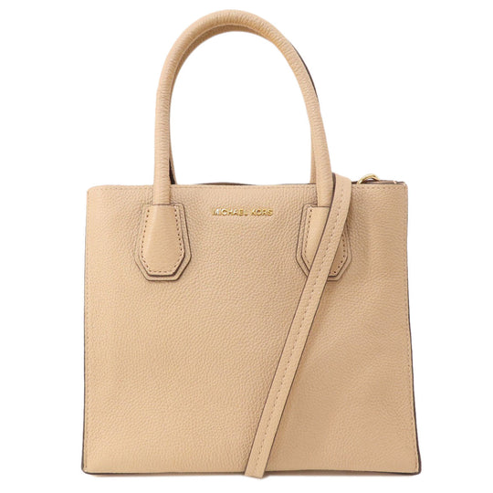 MICHAEL KORS Tote Bag leather beige logo Women Used Authentic