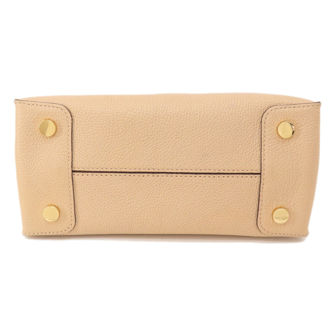 MICHAEL KORS Tote Bag leather beige logo Women Used Authentic