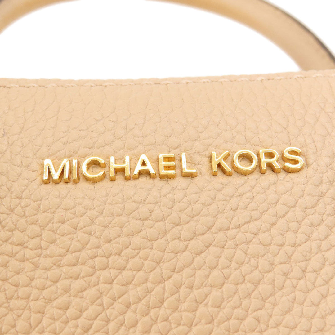 MICHAEL KORS Tote Bag leather beige logo Women Used Authentic