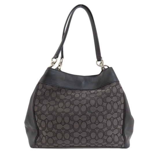 COACH Tote Bag F57612 canvas black Signature Women Used Authentic