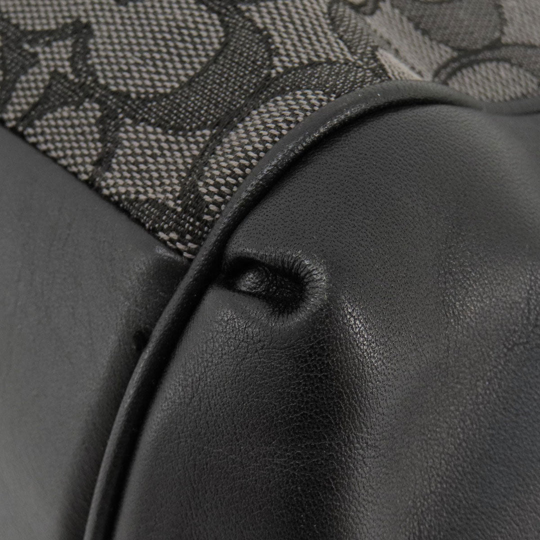 COACH Tote Bag F57612 canvas black Signature Women Used Authentic