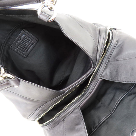 COACH Tote Bag F57612 canvas black Signature Women Used Authentic