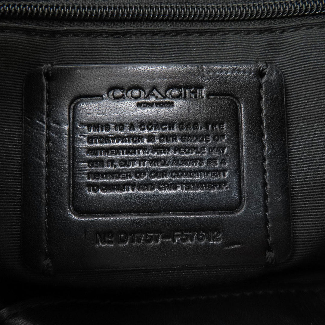 COACH Tote Bag F57612 canvas black Signature Women Used Authentic