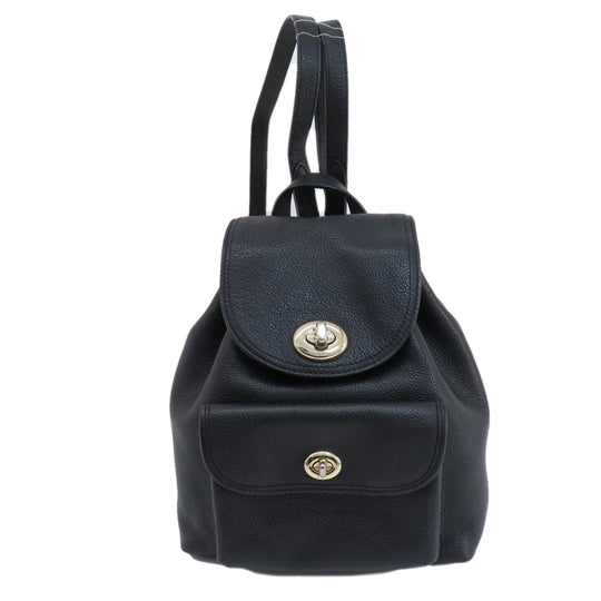 COACH Backpack 37581 leather black logoMetal Women Used Authentic