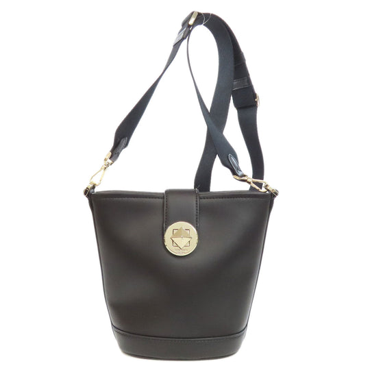 Kate Spade Shoulder Bag leather black logo Women Used Authentic