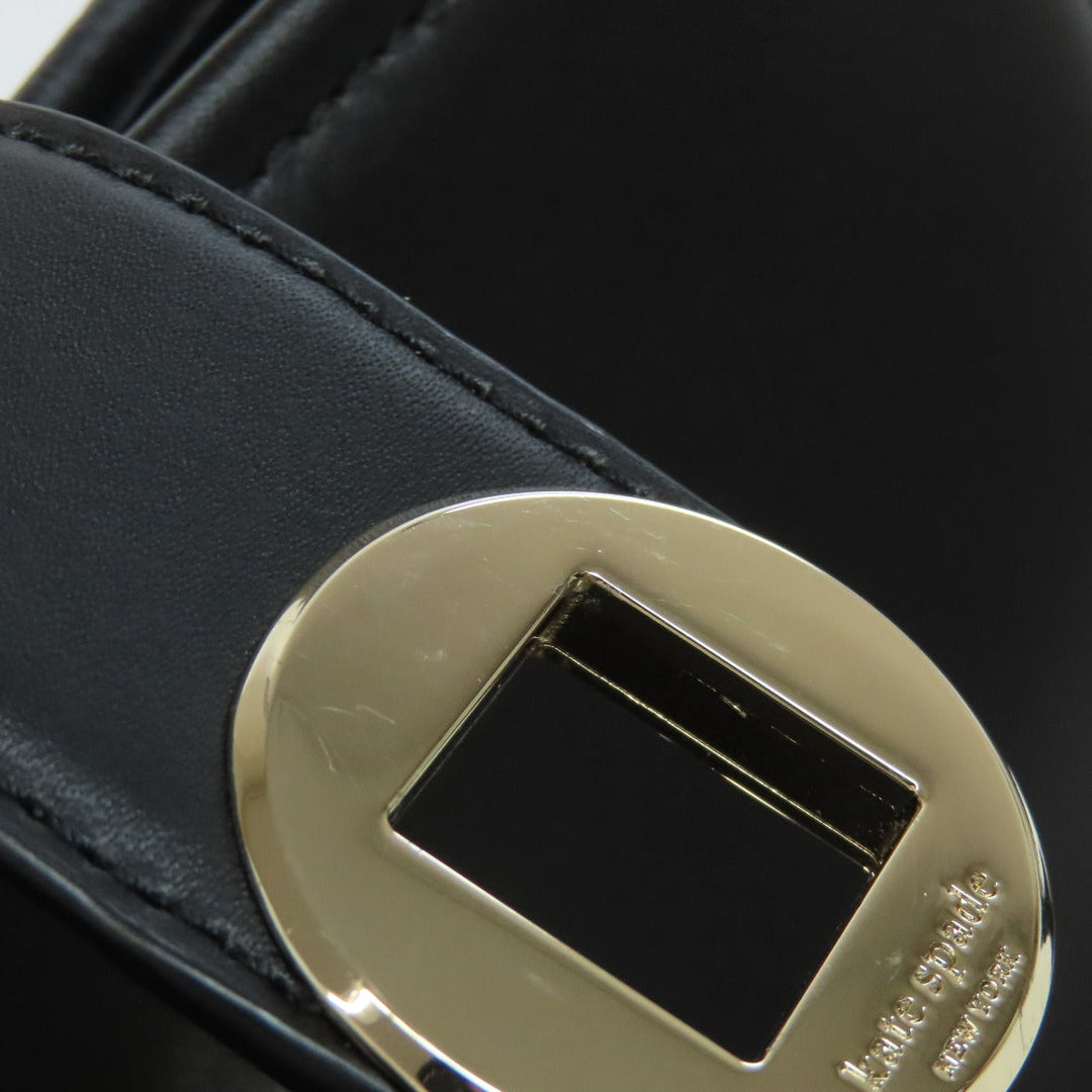 Kate Spade Shoulder Bag leather black logo Women Used Authentic