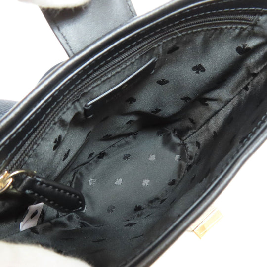 Kate Spade Shoulder Bag leather black logo Women Used Authentic